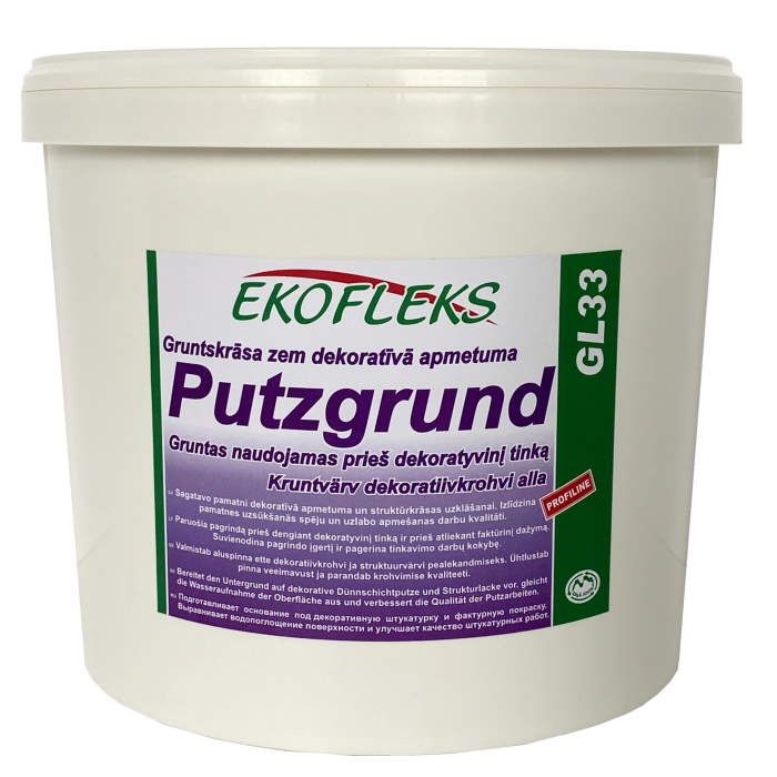 EKOFLEKS PUTZGRUND GL33 Gruntkrāsa zem dekor. apmetuma ar kvarca graudu 1.5kg